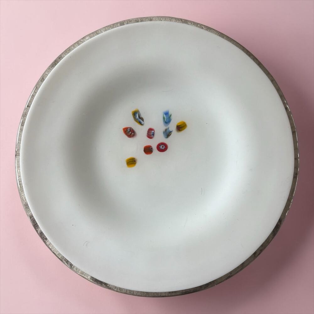 Crate & Barrel Carnivalle Millefiori Fused Glass Plate